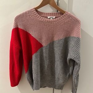 Colorblock Splendid Sweater Pink Red Grey